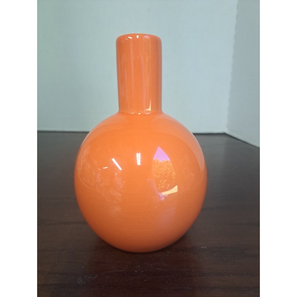 Vintage ASA Selections Orange Ceramic Vase With Elongated Neck